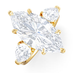 Adore 6.00ct Marquise Cut Lab Diamond 3 Stone Engagement Ring in 18K Yellow Gold