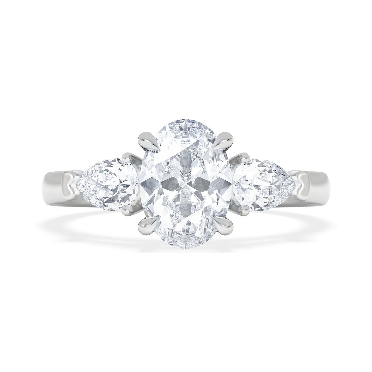 Adore 1.50ct Oval Cut Lab Diamond 3 Stone Engagement Ring in Platinum