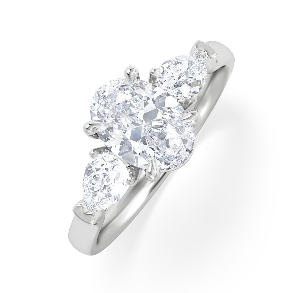 Adore 1.50ct Oval Cut Lab Diamond 3 Stone Engagement Ring in Platinum