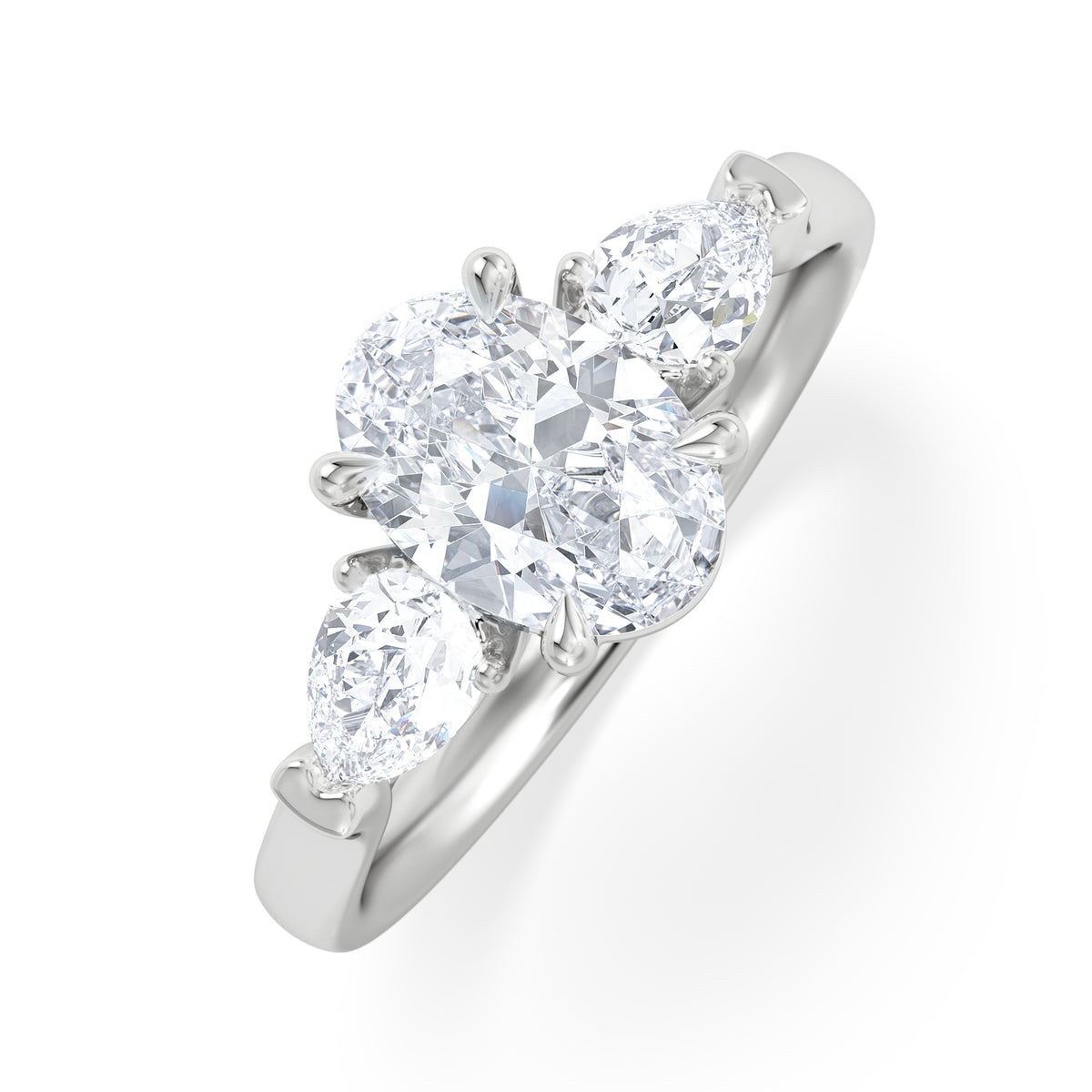 Adore 1.50ct Oval Cut Lab Diamond 3 Stone Engagement Ring in Platinum