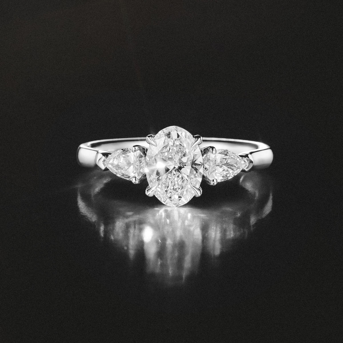 Adore 1.50ct Oval Cut Lab Diamond 3 Stone Engagement Ring in Platinum