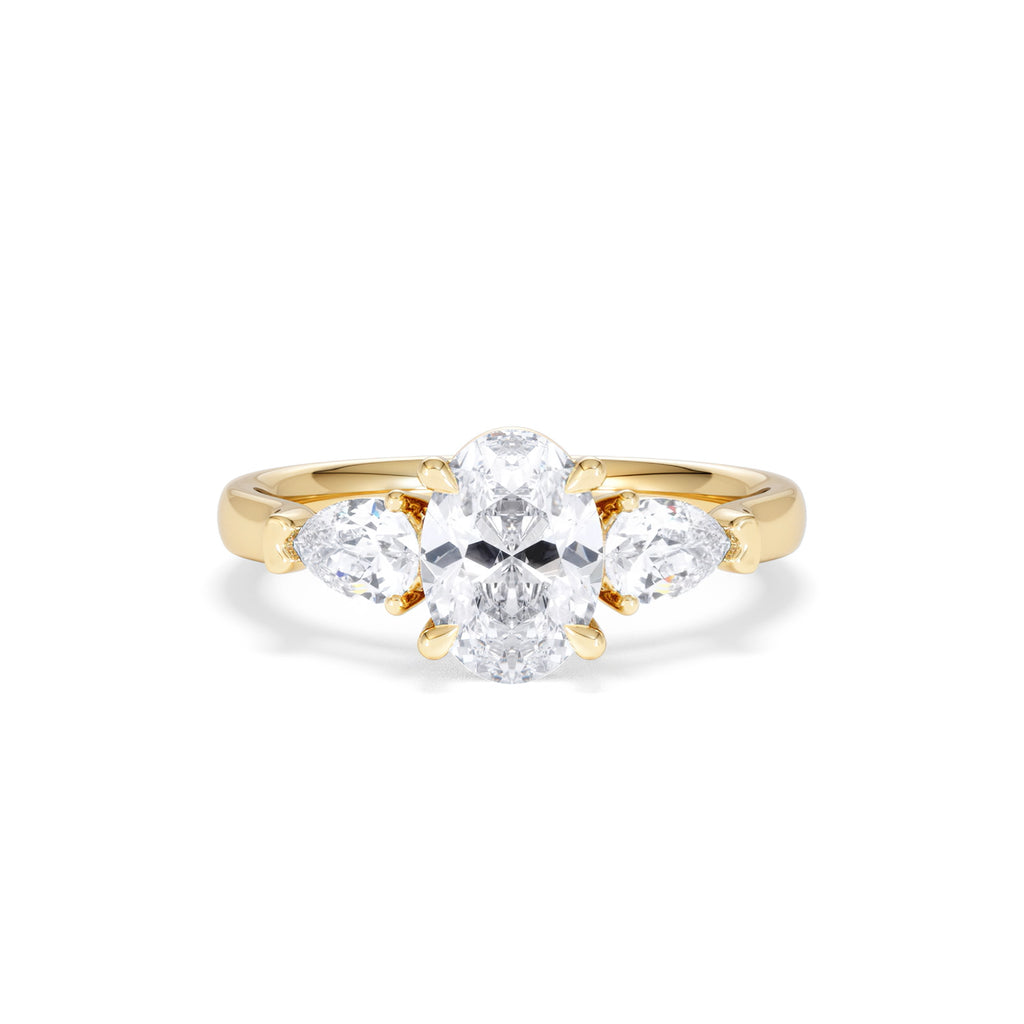 Adore 1.50ct Oval Cut Lab Diamond 3 Stone Engagement Ring in 18K Yellow Gold