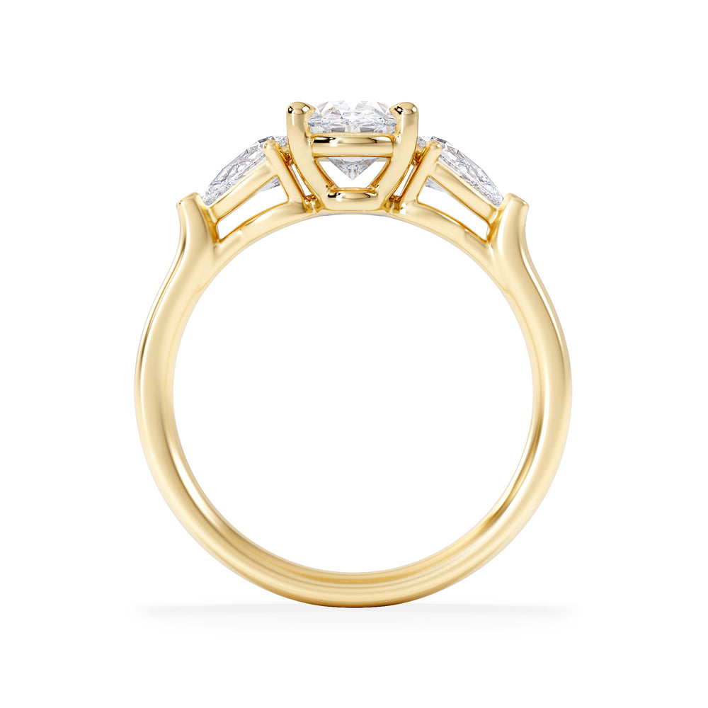 Adore 1.50ct Oval Cut Lab Diamond 3 Stone Engagement Ring in 18K Yellow Gold