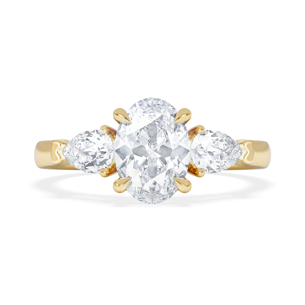 Adore 1.50ct Oval Cut Lab Diamond 3 Stone Engagement Ring in 18K Yellow Gold