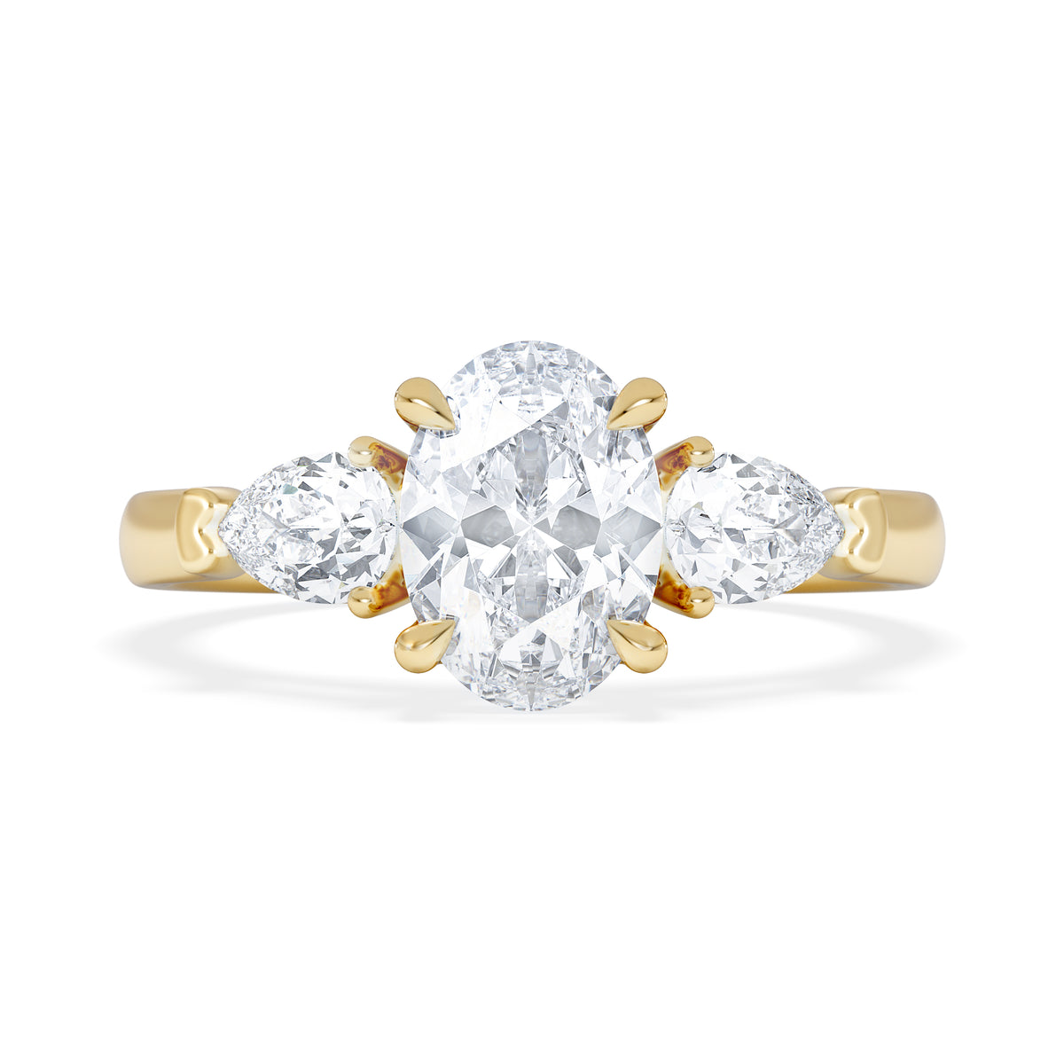 Adore 1.50ct Oval Cut Lab Diamond 3 Stone Engagement Ring in 18K Yellow Gold