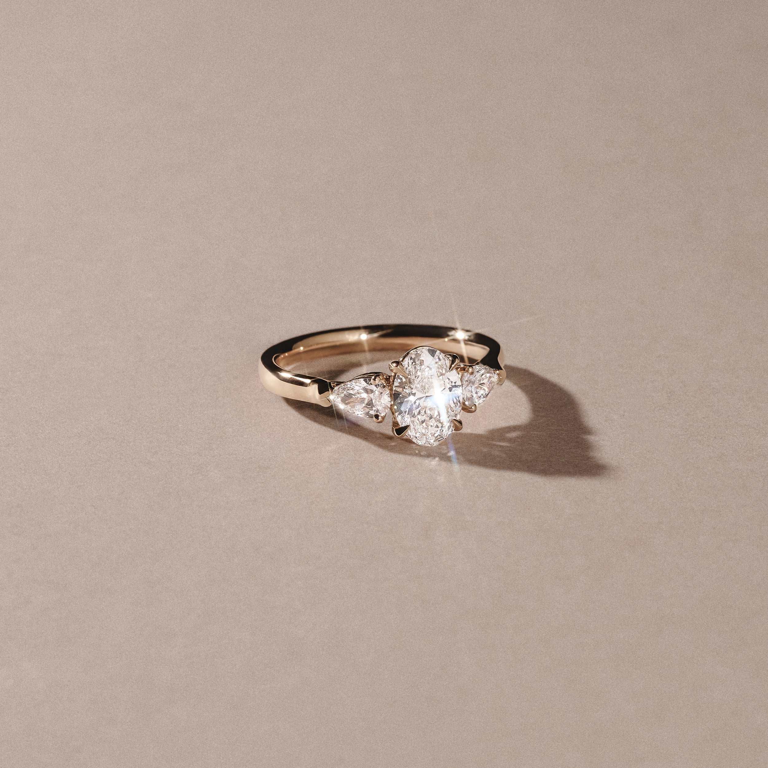 Adore 1.50ct Oval Cut Lab Diamond 3 Stone Engagement Ring in 18K Yellow Gold