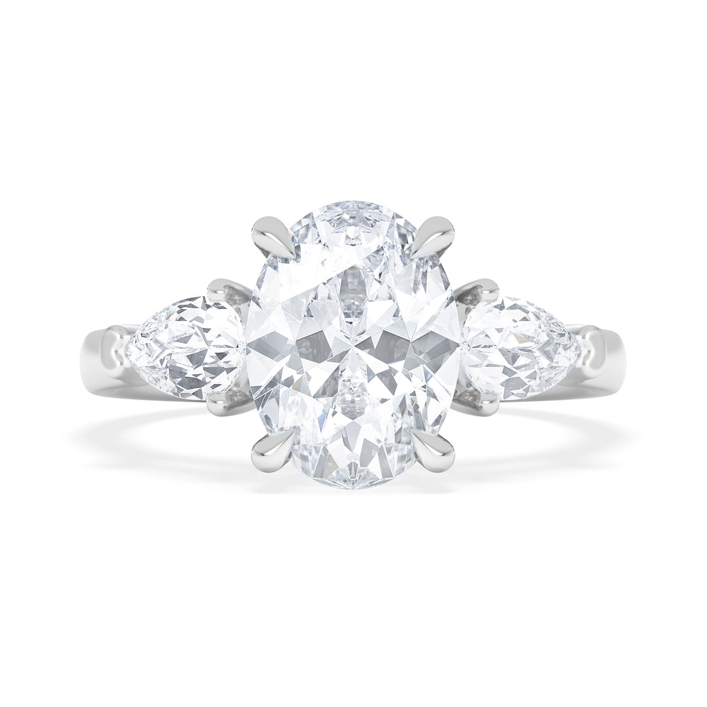 Adore 2.60ct Oval Cut Lab Diamond 3 Stone Engagement Ring in Platinum