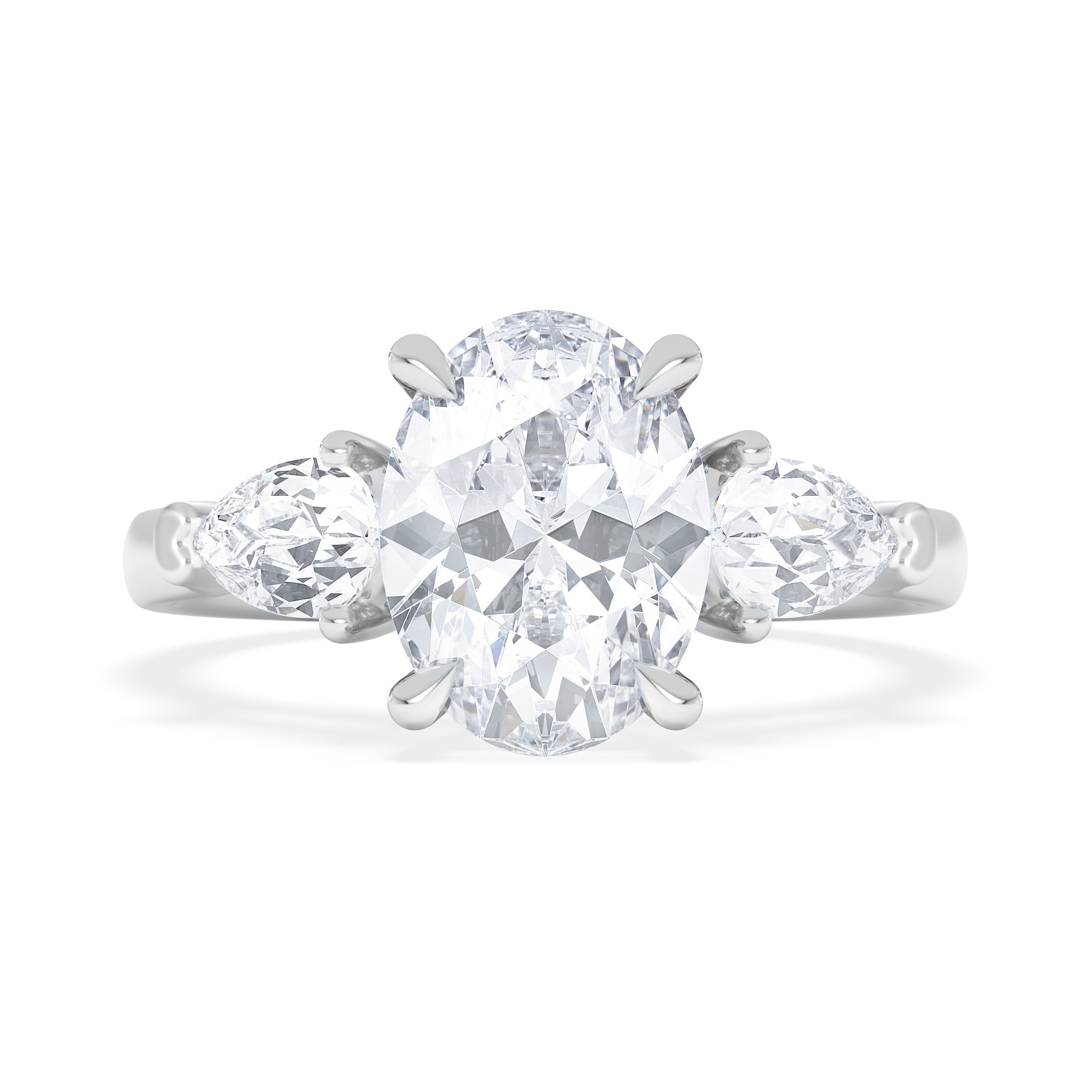 Adore 2.60ct Oval Cut Lab Diamond 3 Stone Engagement Ring in Platinum