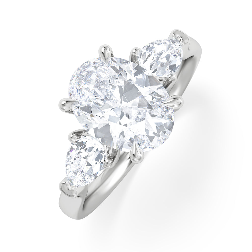 Adore 2.60ct Oval Cut Lab Diamond 3 Stone Engagement Ring in Platinum
