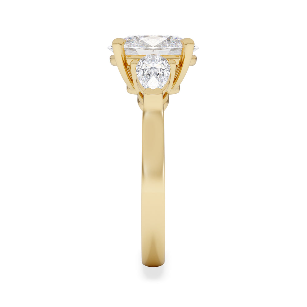 Adore 2.60ct Oval Cut Lab Diamond 3 Stone Engagement Ring in 18K Yellow Gold