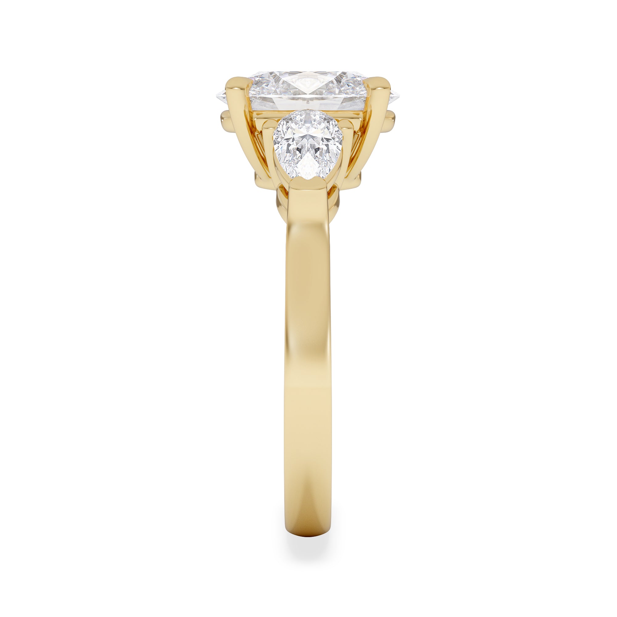 Adore 2.60ct Oval Cut Lab Diamond 3 Stone Engagement Ring in 18K Yellow Gold