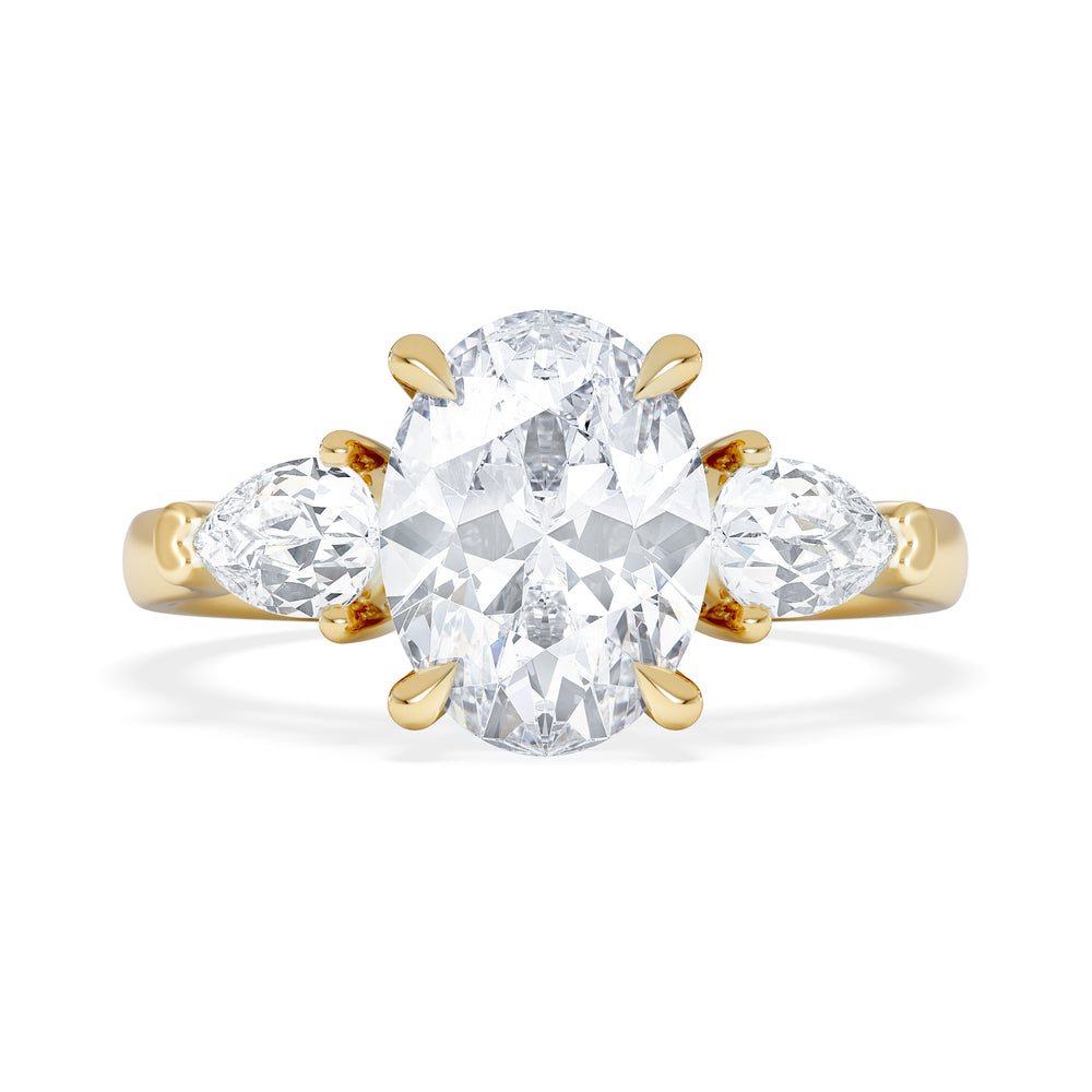 Adore 2.60ct Oval Cut Lab Diamond 3 Stone Engagement Ring in 18K Yellow Gold