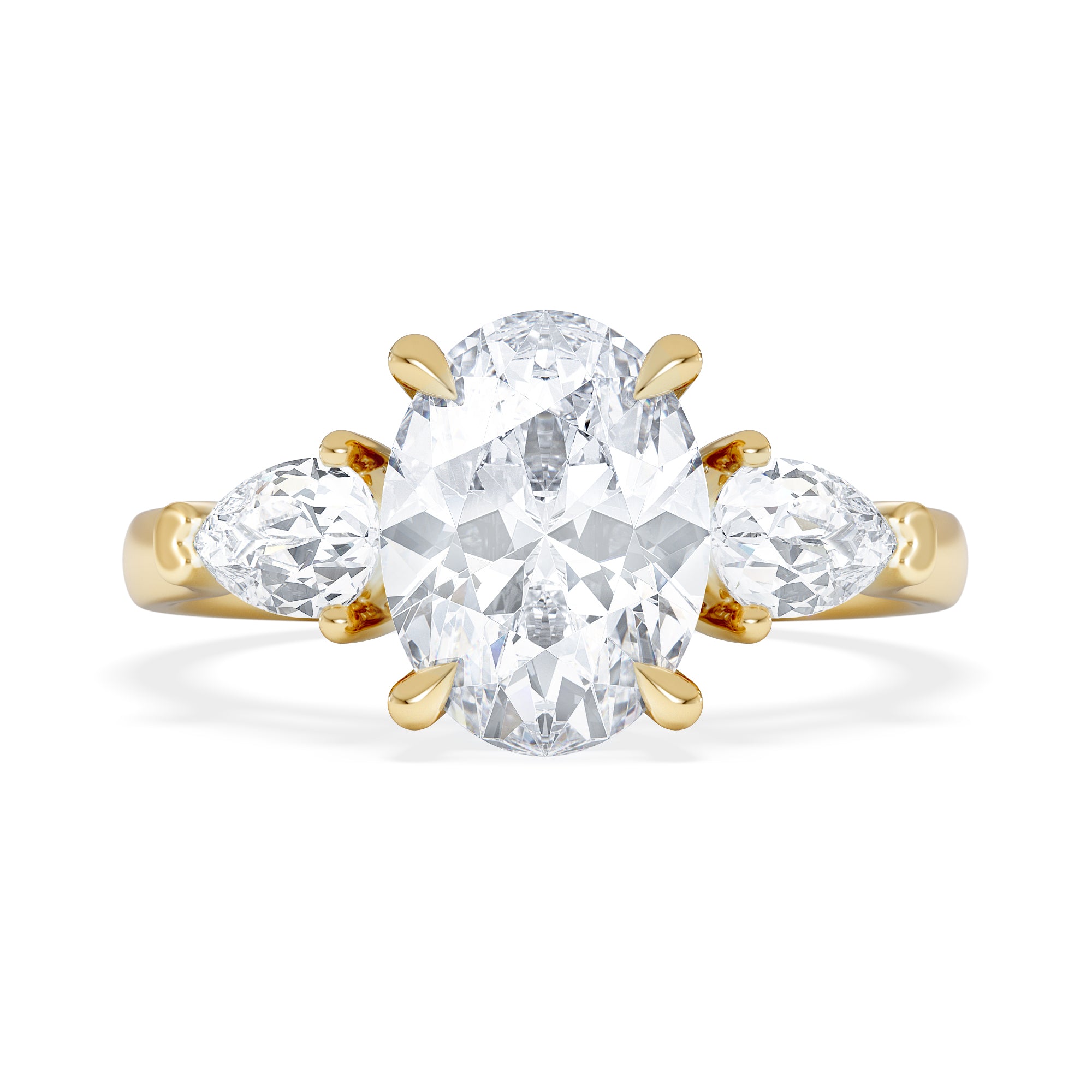 Adore 2.60ct Oval Cut Lab Diamond 3 Stone Engagement Ring in 18K Yellow Gold