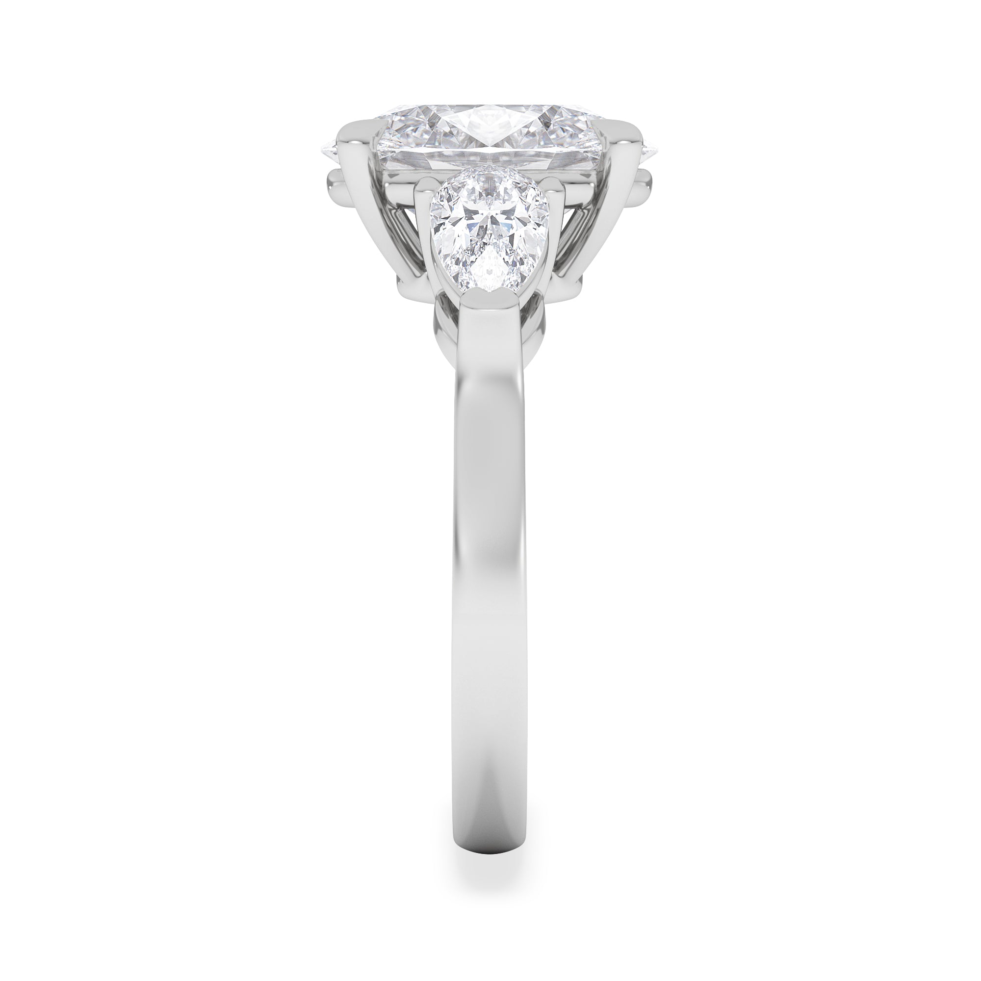 Adore 3.80ct Oval Cut Lab Diamond 3 Stone Engagement Ring in Platinum