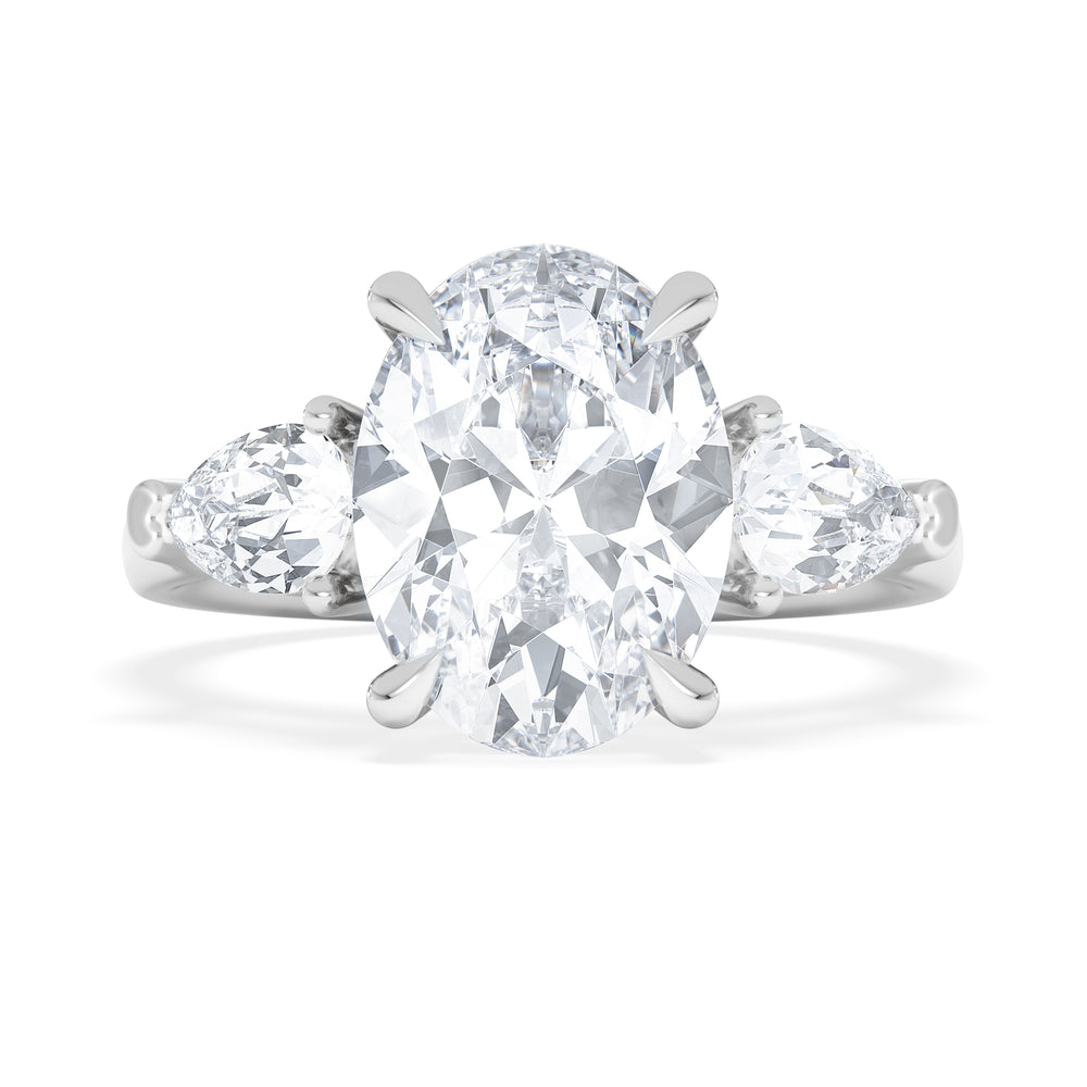 Adore 3.80ct Oval Cut Lab Diamond 3 Stone Engagement Ring in Platinum