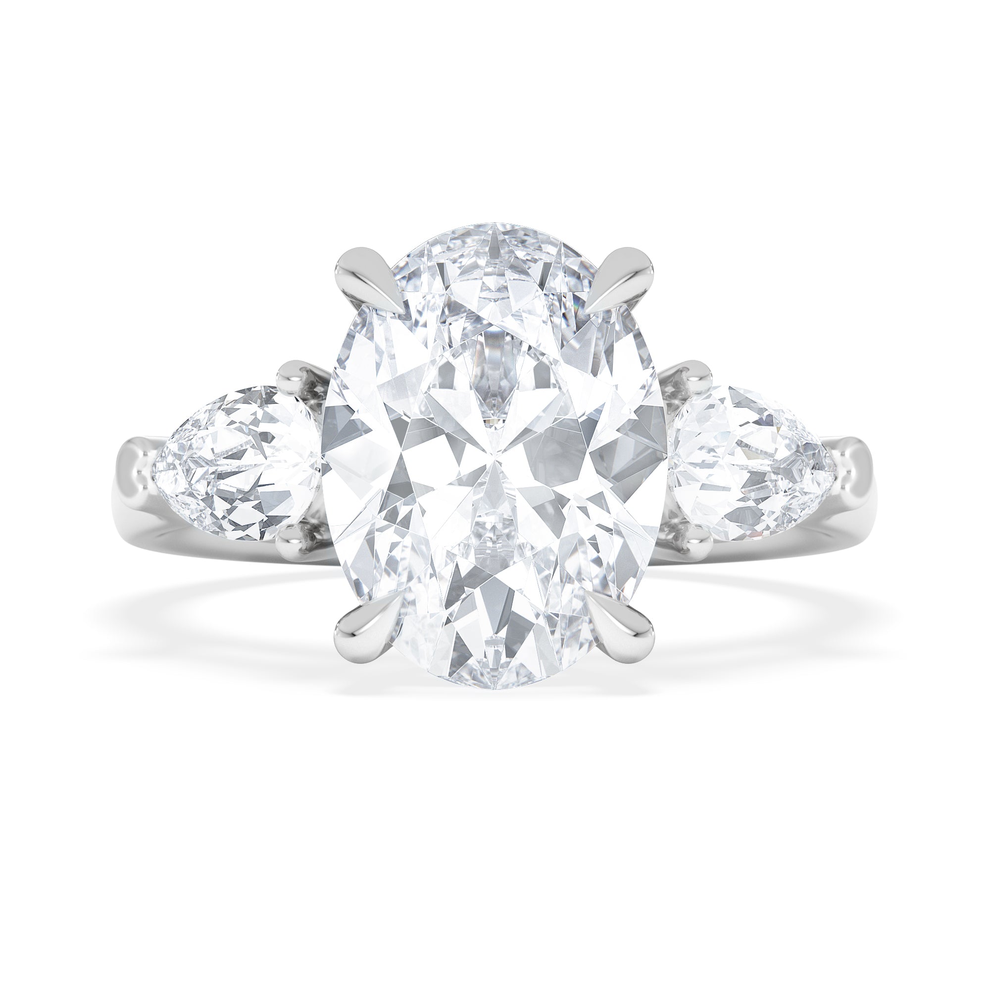 Adore 3.80ct Oval Cut Lab Diamond 3 Stone Engagement Ring in Platinum