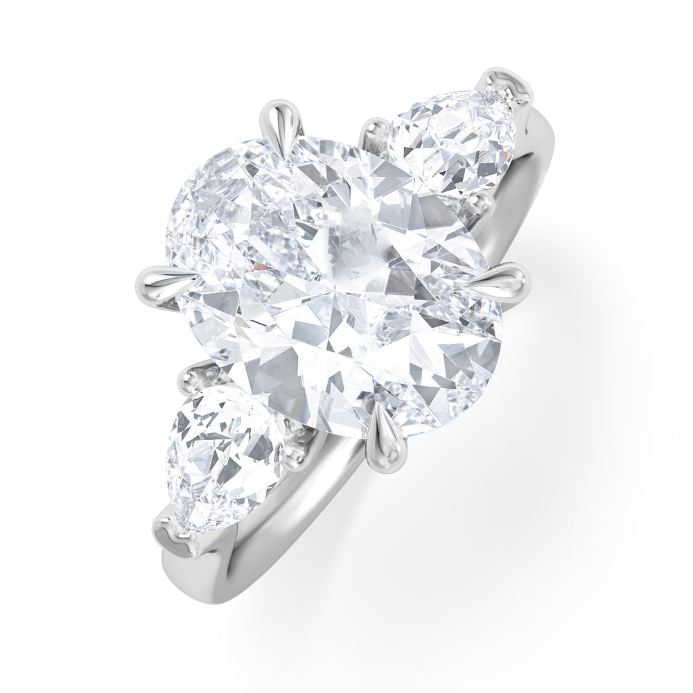 Adore 3.80ct Oval Cut Lab Diamond 3 Stone Engagement Ring in Platinum