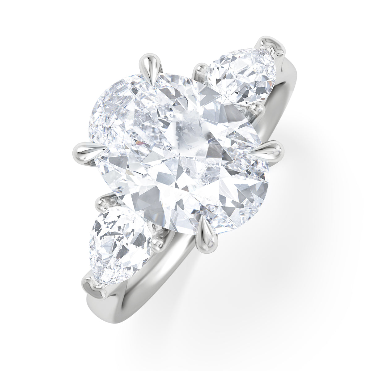 Adore 3.80ct Oval Cut Lab Diamond 3 Stone Engagement Ring in Platinum