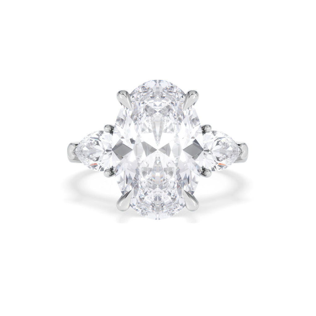 Adore 6.00ct Oval Cut Lab Diamond 3 Stone Engagement Ring in Platinum