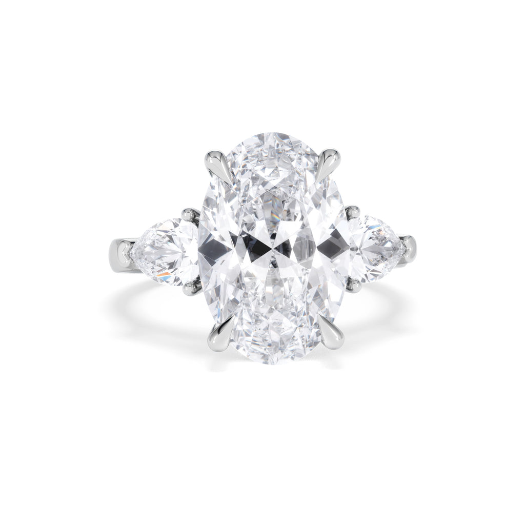 Adore 6.00ct Oval Cut Lab Diamond 3 Stone Engagement Ring in Platinum