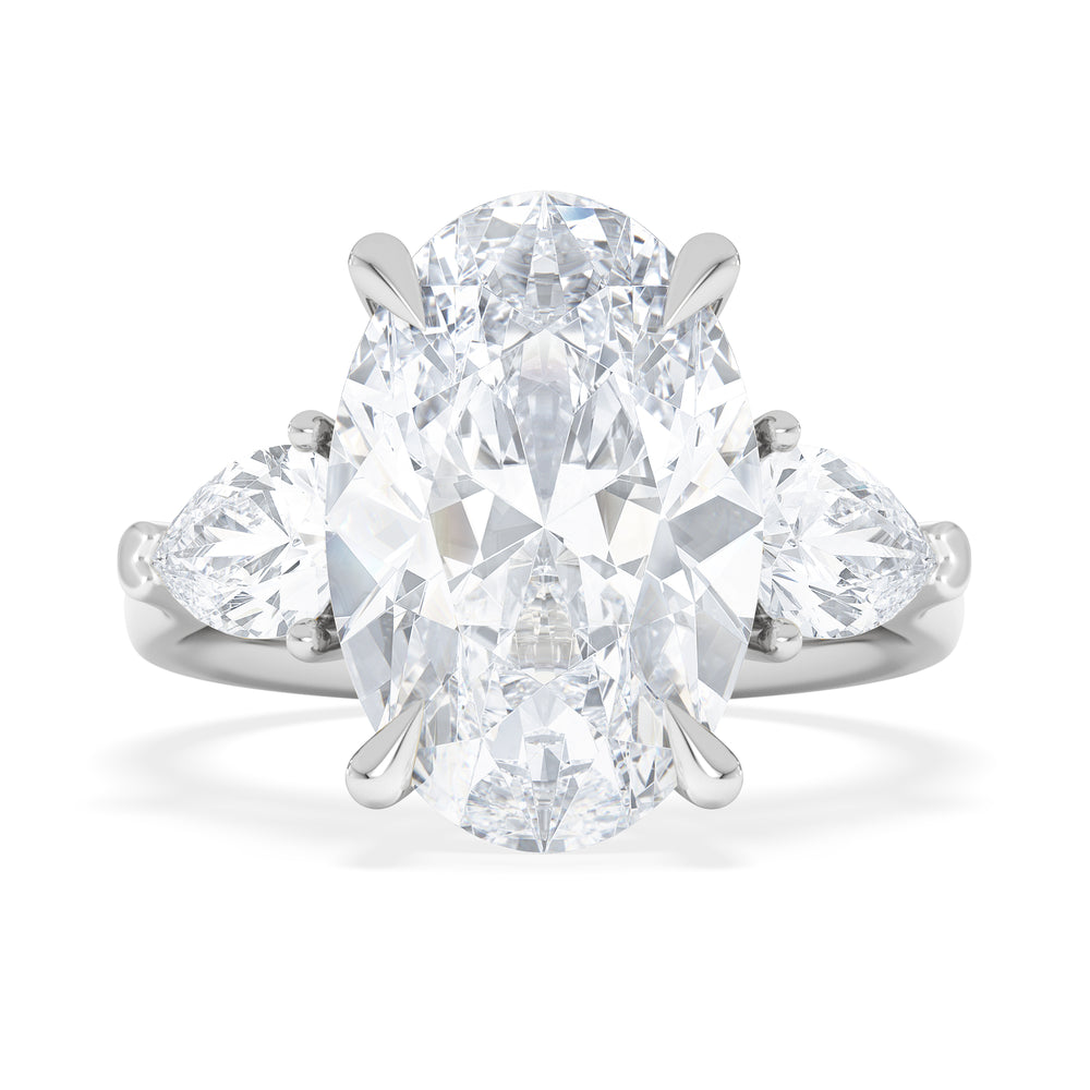 Adore 6.00ct Oval Cut Lab Diamond 3 Stone Engagement Ring in Platinum