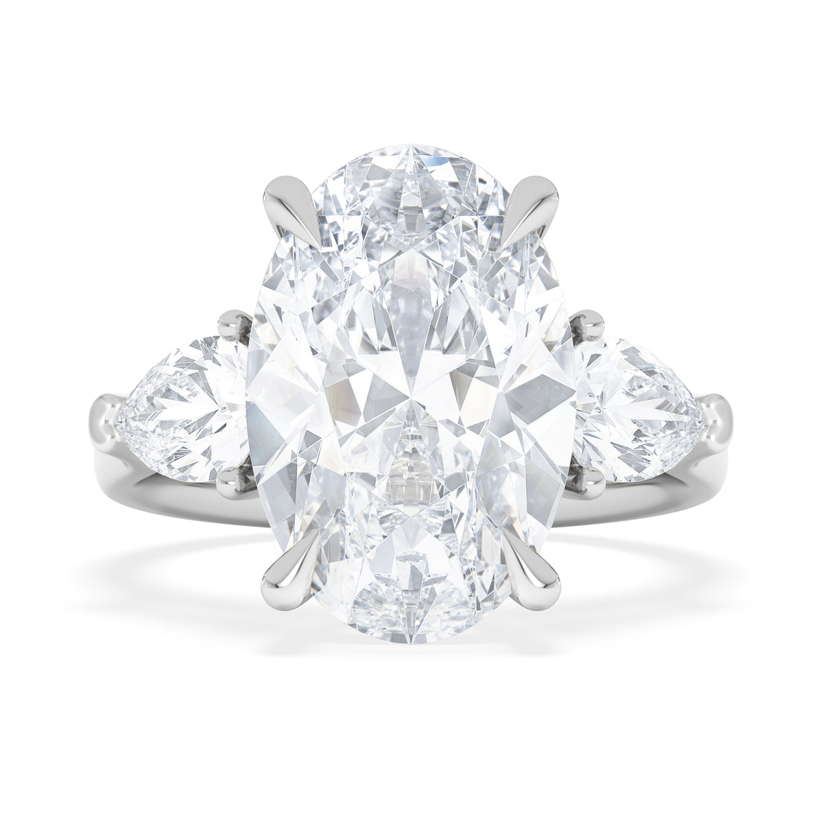 Adore 6.00ct Oval Cut Lab Diamond 3 Stone Engagement Ring in Platinum