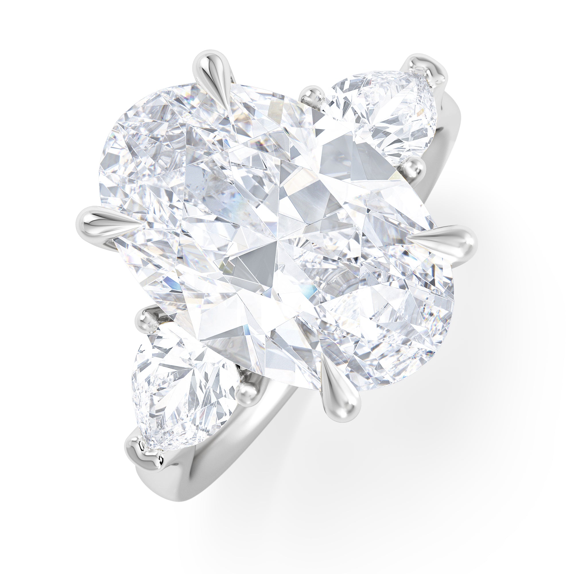 Adore 6.00ct Oval Cut Lab Diamond 3 Stone Engagement Ring in Platinum
