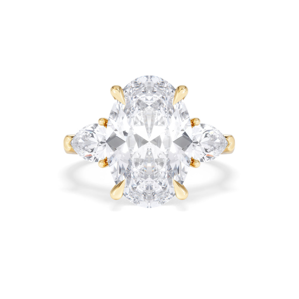 Adore 6.00ct Oval Cut Lab Diamond 3 Stone Engagement Ring in 18K Yellow Gold