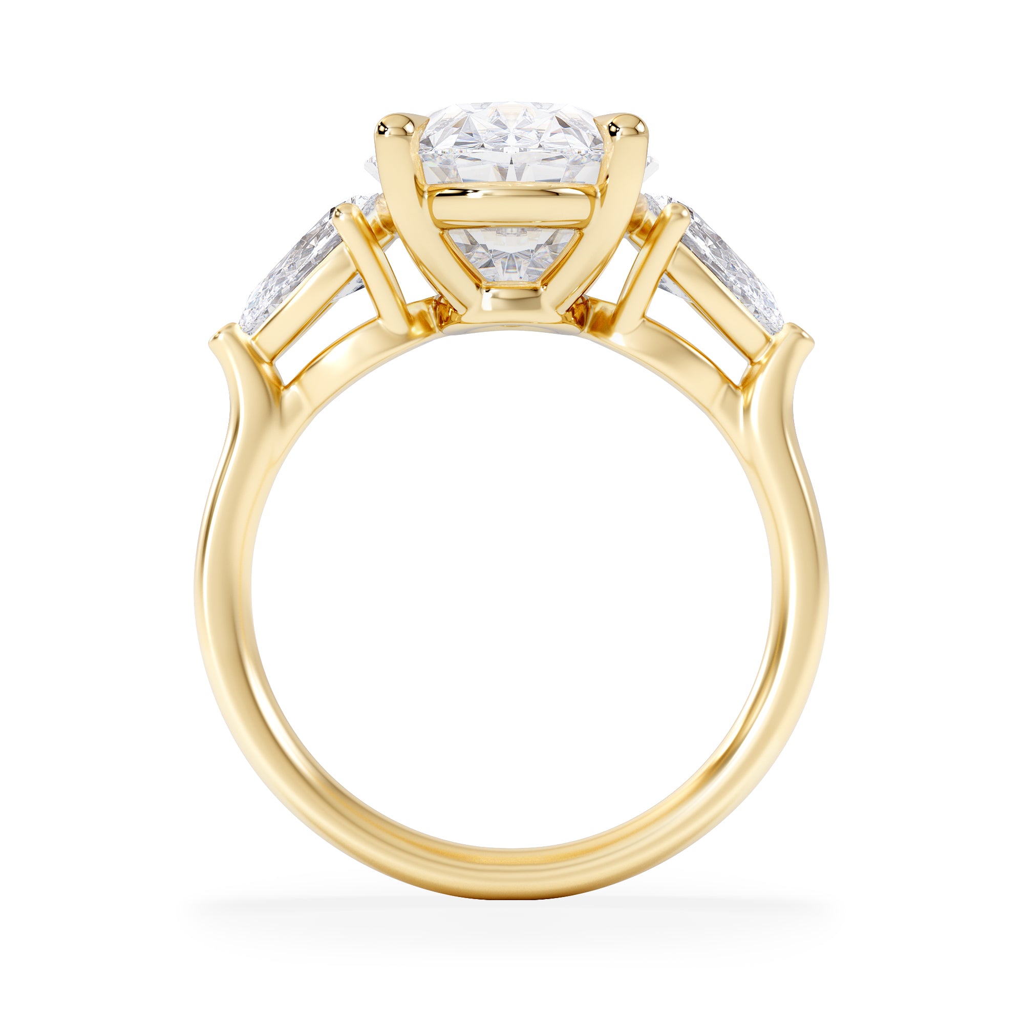 Adore 6.00ct Oval Cut Lab Diamond 3 Stone Engagement Ring in 18K Yellow Gold