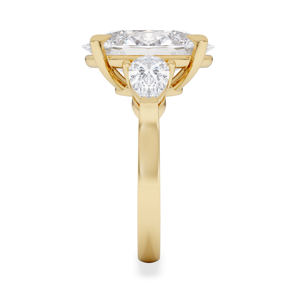 Adore 6.00ct Oval Cut Lab Diamond 3 Stone Engagement Ring in 18K Yellow Gold