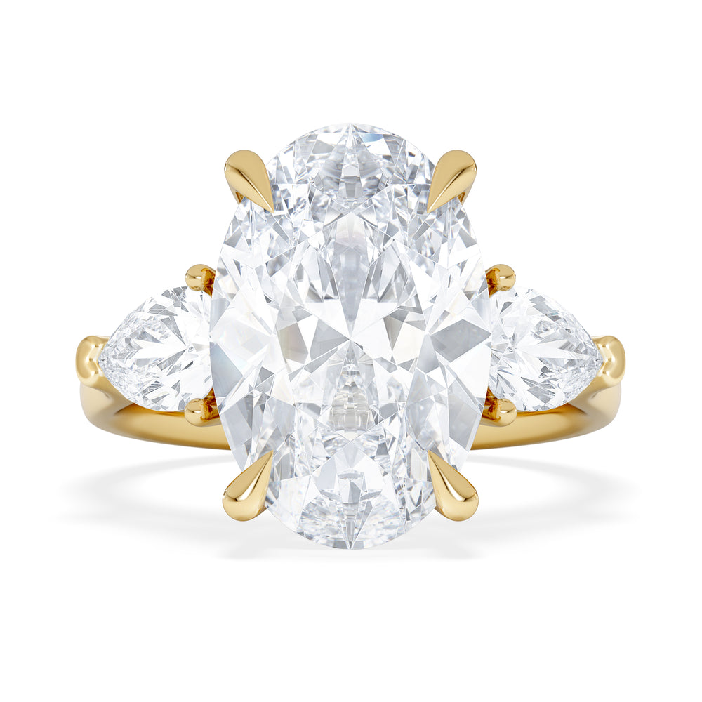 Adore 6.00ct Oval Cut Lab Diamond 3 Stone Engagement Ring in 18K Yellow Gold
