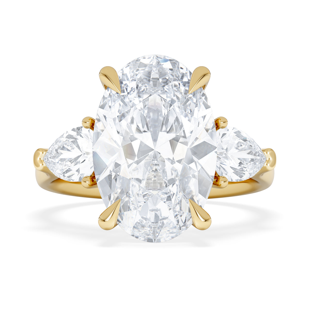 Adore 6.00ct Oval Cut Lab Diamond 3 Stone Engagement Ring in 18K Yellow Gold