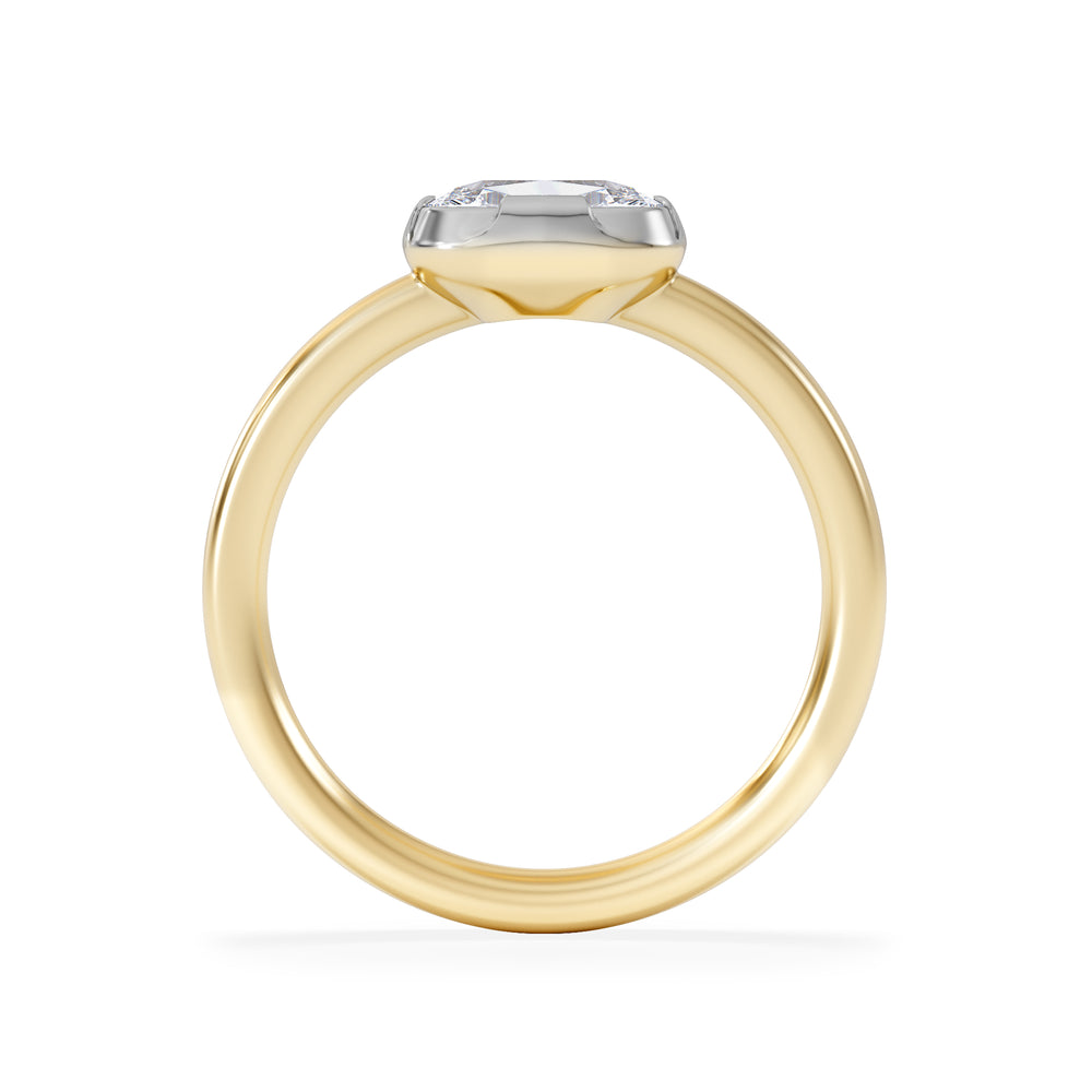 East West 1.00ct Elongated Cushion Cut Lab Diamond Solitaire Engagement Ring in 18K Yellow Gold