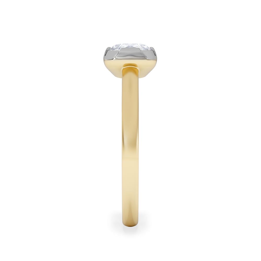 East West 1.00ct Elongated Cushion Cut Lab Diamond Solitaire Engagement Ring in 18K Yellow Gold
