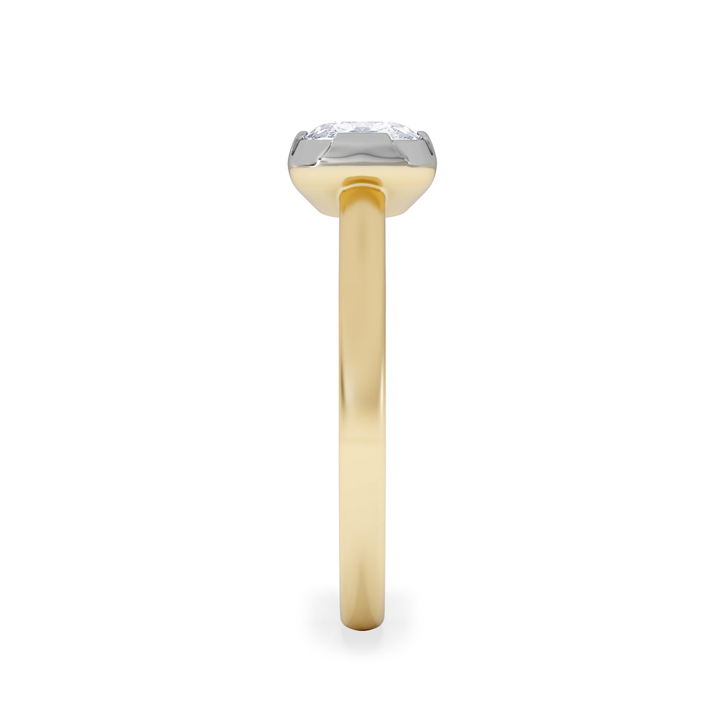 East West 1.00ct Elongated Cushion Cut Lab Diamond Solitaire Engagement Ring in 18K Yellow Gold