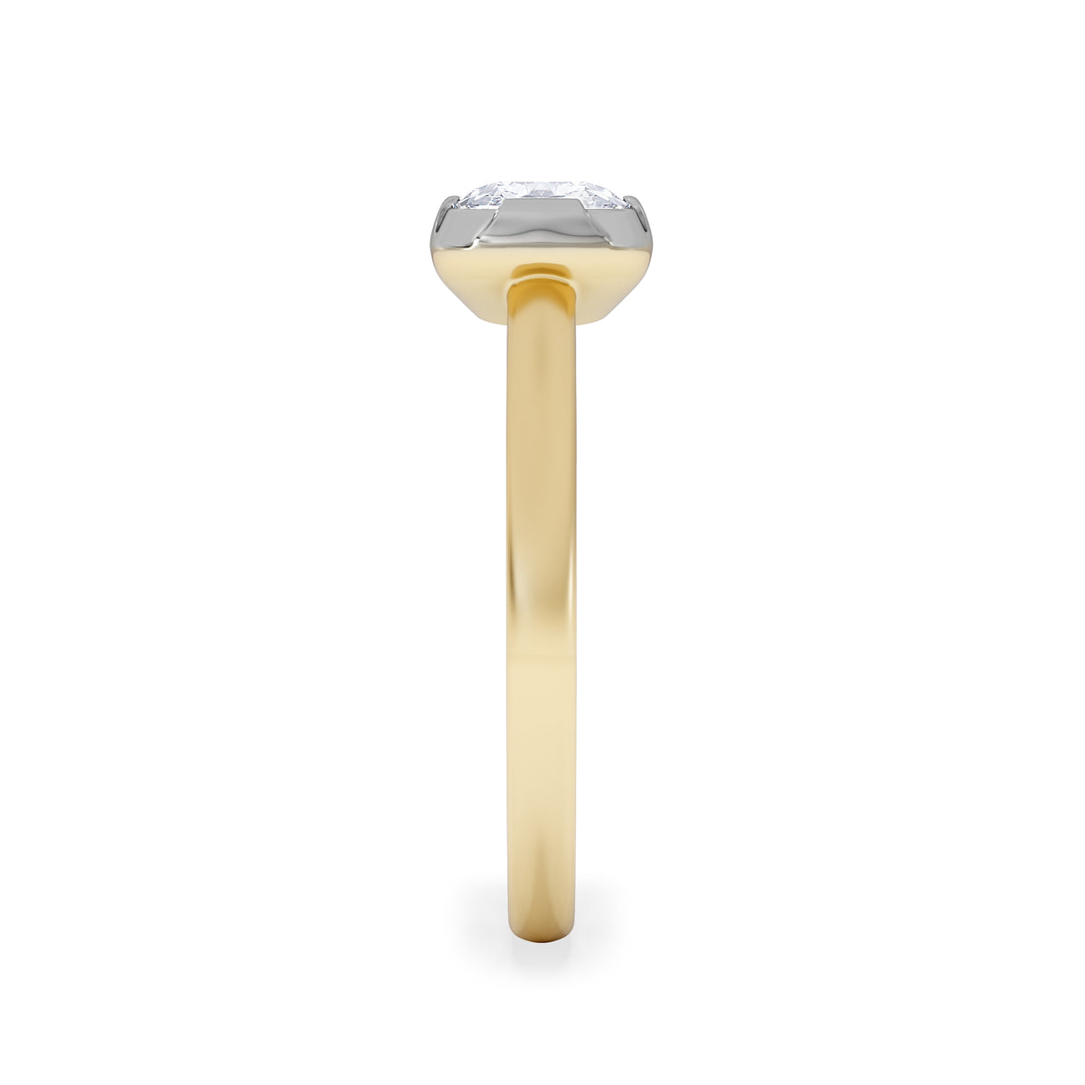 East West 1.00ct Elongated Cushion Cut Lab Diamond Solitaire Engagement Ring in 18K Yellow Gold