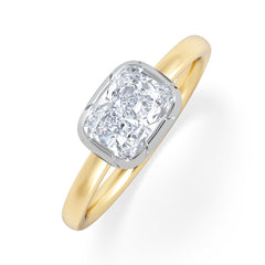 East West 1.00ct Elongated Cushion Cut Lab Diamond Solitaire Engagement Ring in 18K Yellow Gold