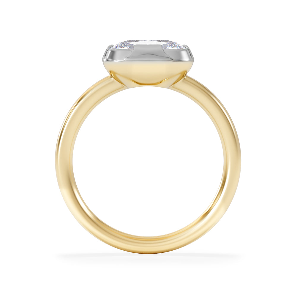 East West 2.00ct Elongated Cushion Cut Lab Diamond Solitaire Engagement Ring in 18K Yellow Gold