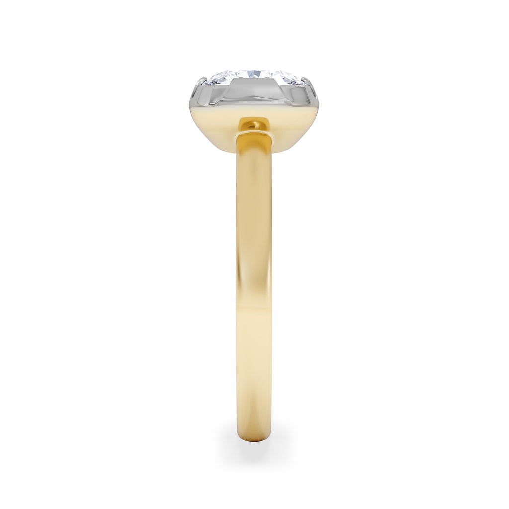 East West 2.00ct Elongated Cushion Cut Lab Diamond Solitaire Engagement Ring in 18K Yellow Gold