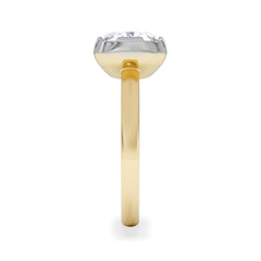 East West 3.00ct Elongated Cushion Cut Lab Diamond Solitaire Engagement Ring in 18K Yellow Gold