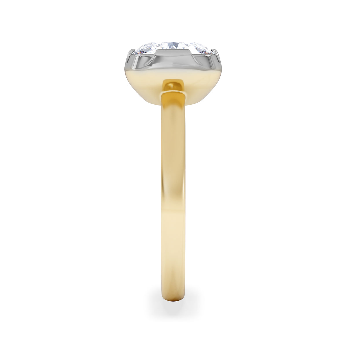 East West 3.00ct Elongated Cushion Cut Lab Diamond Solitaire Engagement Ring in 18K Yellow Gold