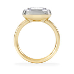 East West 5.00ct Elongated Cushion Cut Lab Diamond Solitaire Engagement Ring in 18K Yellow Gold