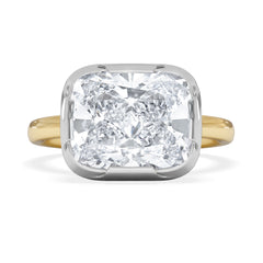 East West 5.00ct Elongated Cushion Cut Lab Diamond Solitaire Engagement Ring in 18K Yellow Gold