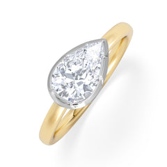 East West 1.00ct Pear Cut Lab Diamond Solitaire Engagement Ring in 18K Yellow Gold