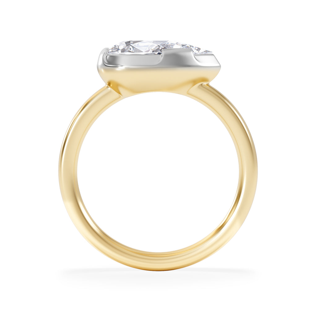 East West 2.00ct Pear Cut Lab Diamond Solitaire Engagement Ring in 18K Yellow Gold