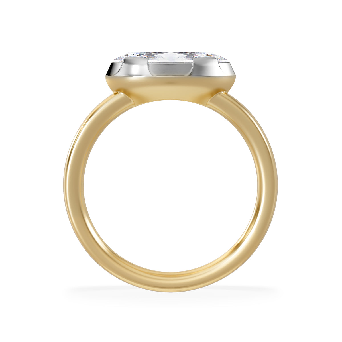 East West 1.00ct Marquise Cut Lab Diamond Solitaire Engagement Ring in 18K Yellow Gold