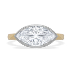 East West 2.00ct Marquise Cut Lab Diamond Solitaire Engagement Ring in 18K Yellow Gold