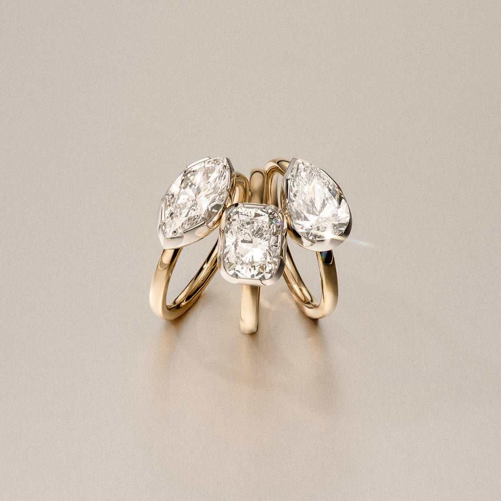 East West 2.00ct Marquise Cut Lab Diamond Solitaire Engagement Ring in 18K Yellow Gold