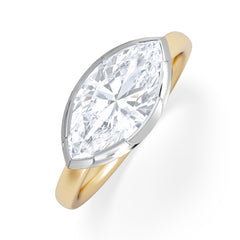 East West 2.00ct Marquise Cut Lab Diamond Solitaire Engagement Ring in 18K Yellow Gold