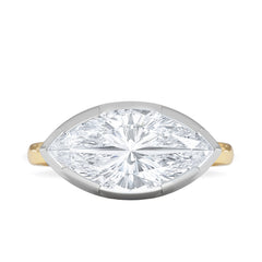 East West 3.00ct Marquise Cut Lab Diamond Solitaire Engagement Ring in 18K Yellow Gold